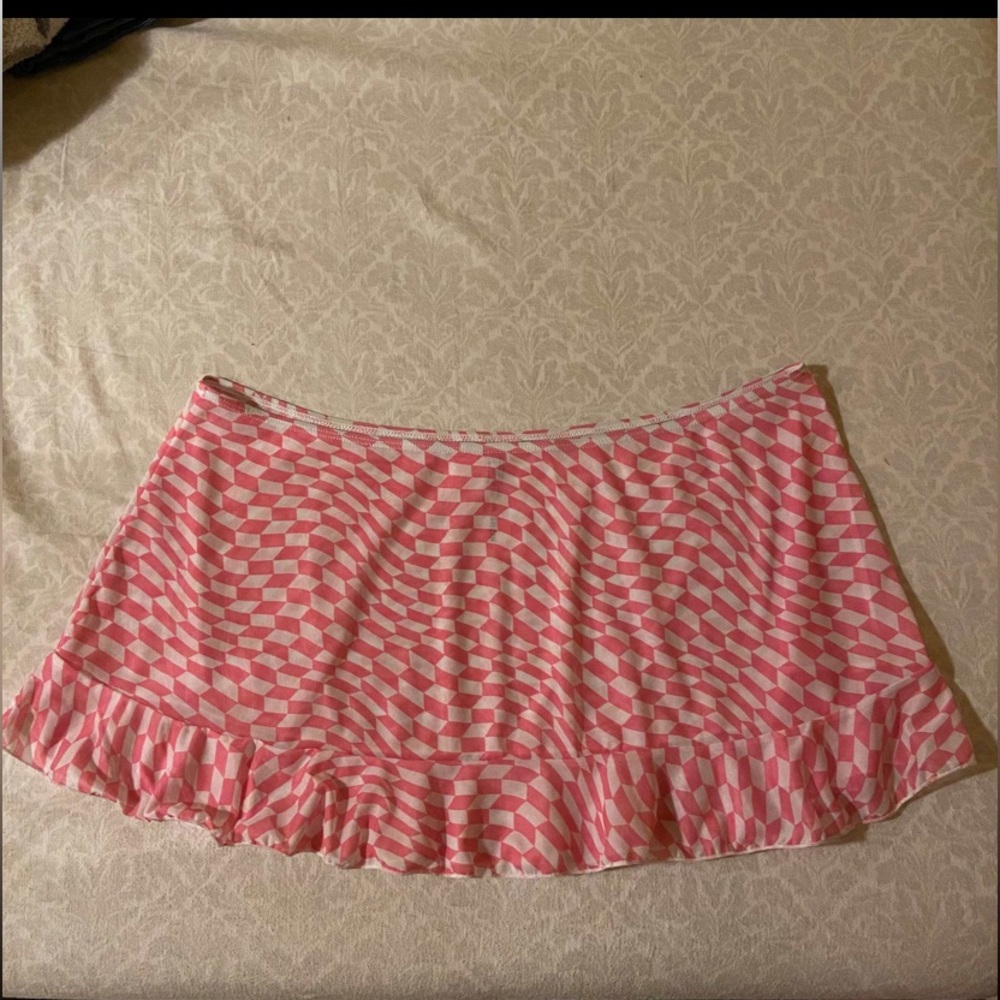 Plaid ruffle hem cover up